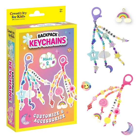 Creativity for Kids Backpack Keychains Mini Kit | Make 2 Trendy DIY Keychains with Beads and Charms | Holiday Stocking Stuffer (Ages 6+)