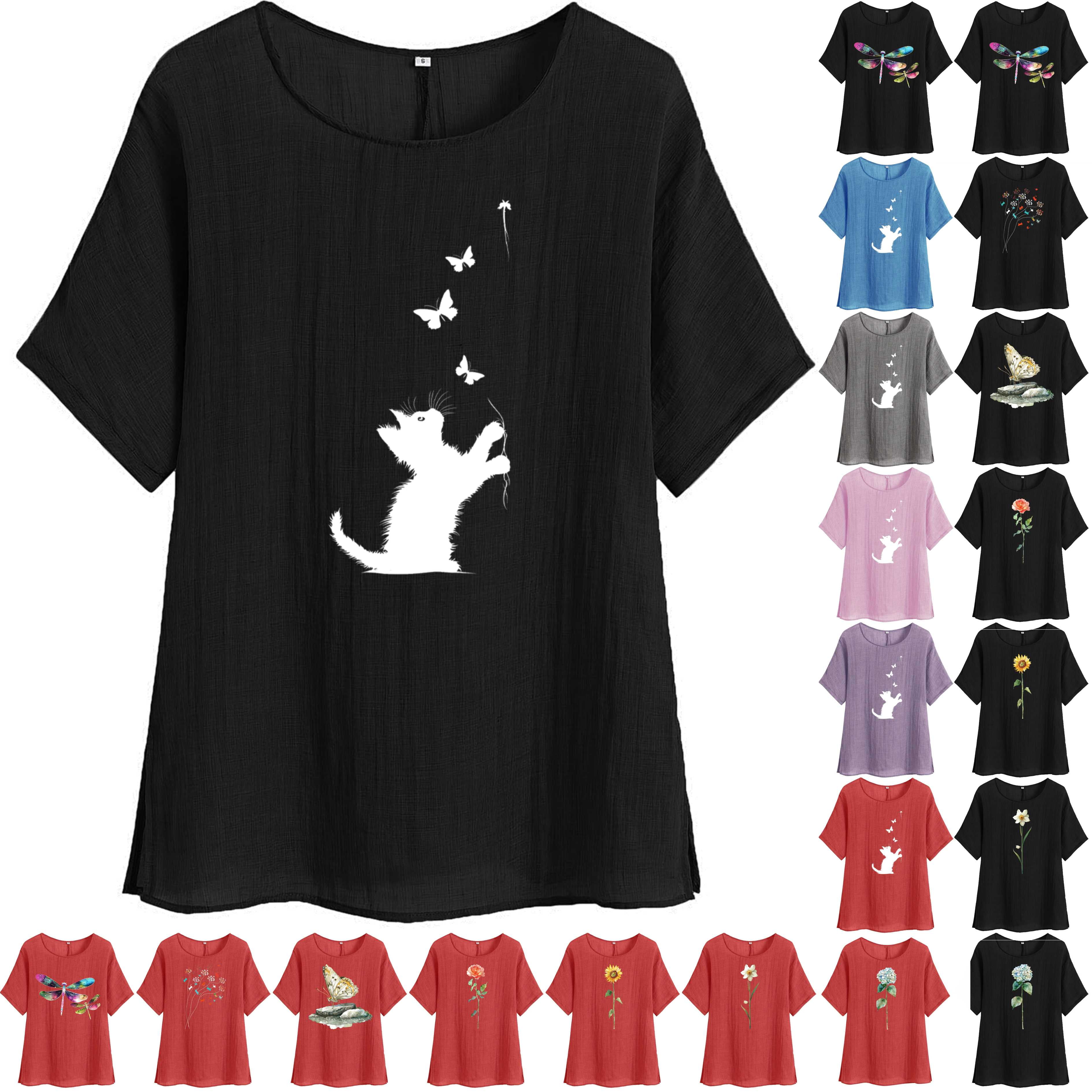 Huukeay 2 Pack Women's V-Neck Short Sleeve T-Shirts - Loose Fit Casual Tees In Rayon & Spandex - View #8