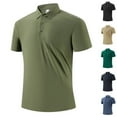 thumbnail image 1 of Back Packs Sales for School! lcziwo Polos Shirts for Men Short Sleeve Workout T Shirts Zipper Up Lapel Golf Shirts Solid Color Casual Slim Fit Quick Dry Tees Shirts Green L, 1 of 9