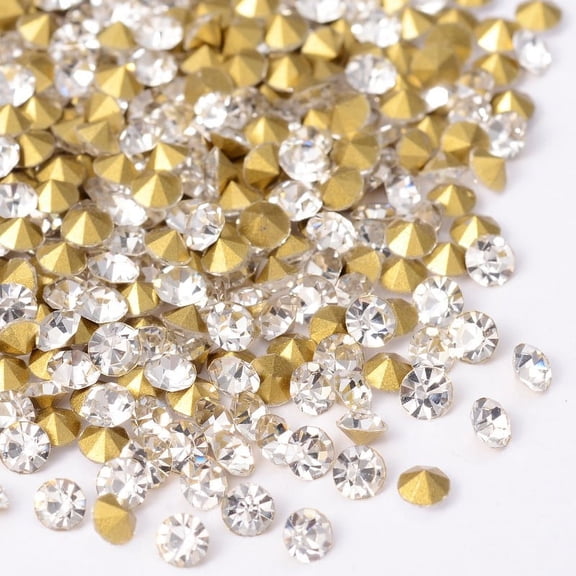 Back Plated Diamond Glass Pointed Rhinestone Crystal 1.1~1.2mm about 1440pcs/bag