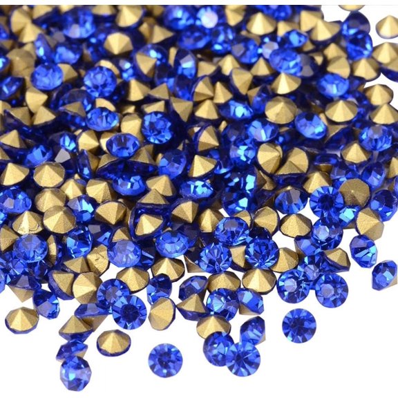 Back Plated Grade A Diamond Glass Pointed Rhinestone Sapphire 3.8~3.9mm 1440pcs/bag