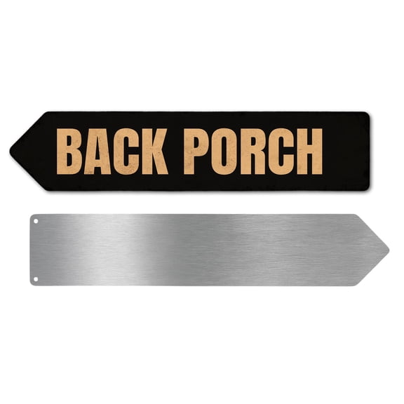 Back Porch Metal Sign by DC | Arrow Metal Directional Signage for Indoor & Outdoor | 3x12" Rust-Free Aluminum Sign | Home & Garden Signage UV Protected Road LEFT Arrow Sign | Made in USA