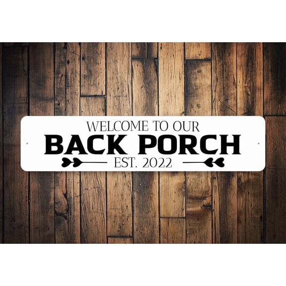 Back Porch Sign Welcome Sign Back Porch Decor Porch Decor White Porch Sign Simple Clean Decor Clean Sign Decor Decor For Porch Signs - Size: 16 x 4 Inches