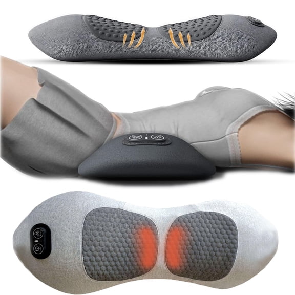 Back & Spine Relief Support, 2026 Upgraded 3-in-1 Wireless Rechargeable Massage Pillow with Vibration & Warm Heat, Ergonomic Waist Cushion for Neck, Shoulder & Back Comfort