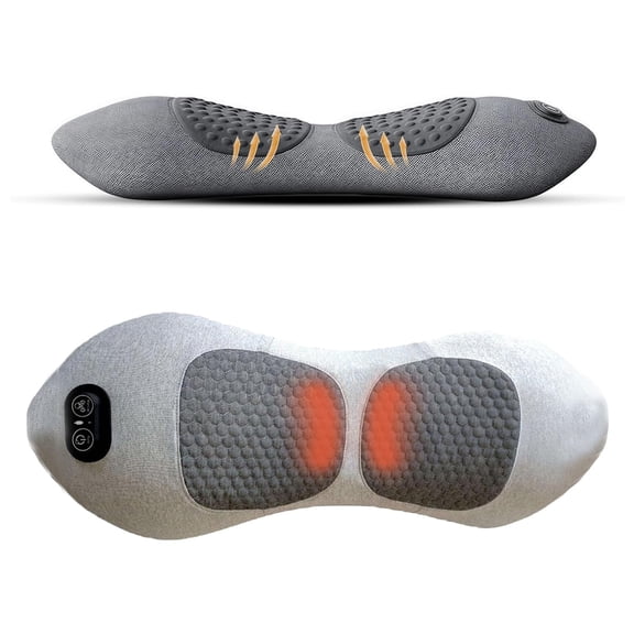 Back Restore Spinal Decompression, 2026 Upgraded 3-in-1 Wireless Rechargeable Vibrating Massage Heating Lumbar Pillo, for Neck, Shoulders and Back Suitable for Unisex (Grey)