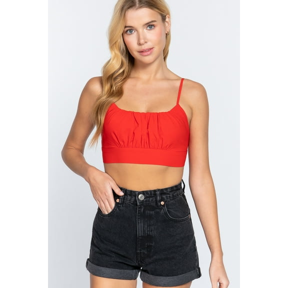 Back Ribbon Tie Cami Crop Top