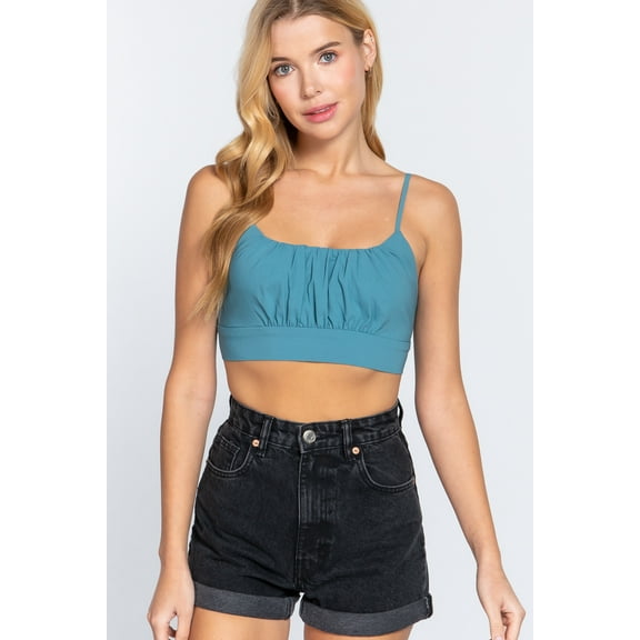 Back Ribbon Tie Cami Crop Top