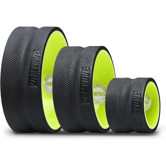Back Roller Wheel - 3 Pack Yoga Foam for Physical Therapy & Stretcher, Deep Tissue Massage Pain Relief Stretching | Green.