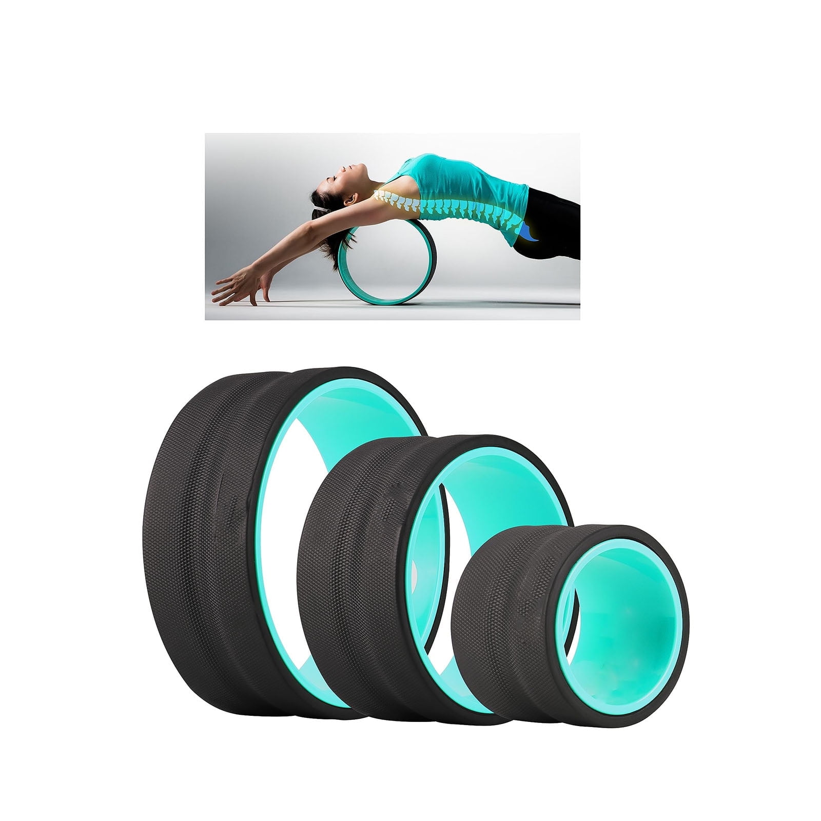Back Roller Wheel - Yoga Wheel for Back Pain Relief, Deep Tissue Massage & Stretching, Foam Roller for Back and Spine Alignment (3-Pack)