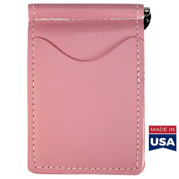 Back Saver Wallet Pink, Full Grain Leather with Front Pocket Design