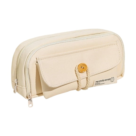 Back to Schòòl Under $5 Kawaii Canvas Pen Bag Large Capacity Multi Layer Storage Simple Large Capacity Pencil Case Pencil Case Elementary Schòòl Junior High Schòòl Pen Bag High Schòòl Stationery Bag