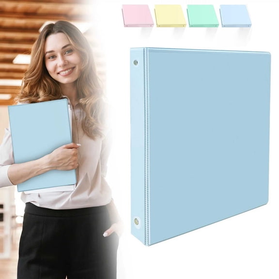 Back to School 1 Inch Round 3 Ring Binder, Holds 200 Sheets Letter Size 8.5x11 Paper, Inner Storage Pockets, Sturdy Cute Binder Supplies for Girls Student Office