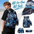 thumbnail image 1 of Back to School 3 in 1 Backpack Combo, Waterproof Graffiti Bookbag Includes Crossbody Purse & Pen Case, Lightweight Student Backpack for Classroom, Camping and Daily Use, 1 of 6