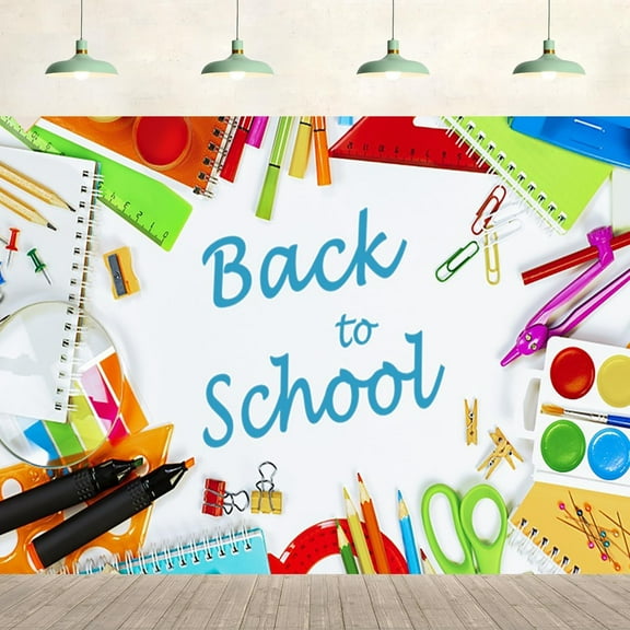 Back to School Backdrop Book Pen Stationery First Day of School Classroom Photography Background Teacher and Kids Party Supplies Decoration Banner Photo Studio Props