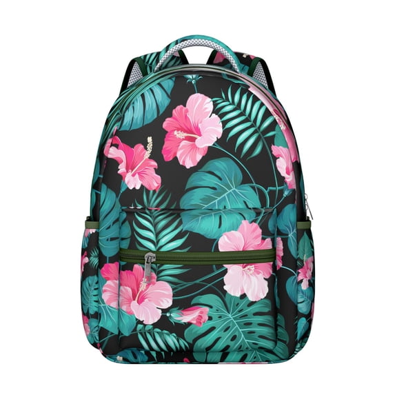 Back to School Backpack: Hawaii Tropical Wind Palm Leaves Design, Durable Lightweight Laptop Daypack, Large Capacity, Perfect Gift for High School, College Students for Campus Commute