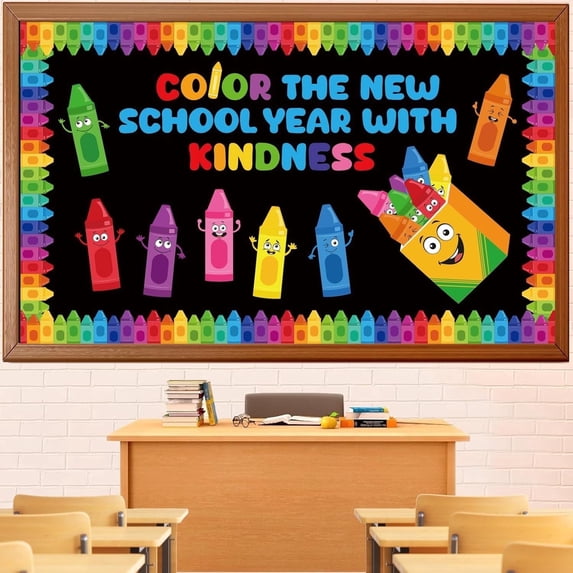 Back to School Bulletin Board Decorations Set, Crayon Themed Classroom Decor Colorful Crayons Name Tags Cutouts Welcome to Our Pack Crayon Bulletin Board for School Door Window Wall Decor