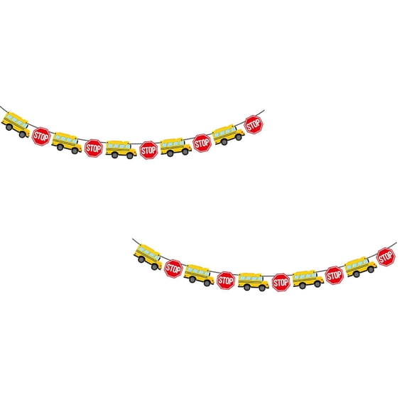 Jialinnn Back to School Bus Garland, Blue, 2 Count