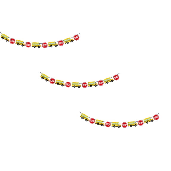 Jialinnn Back to School Bus Garland Paper Beige 3 Count
