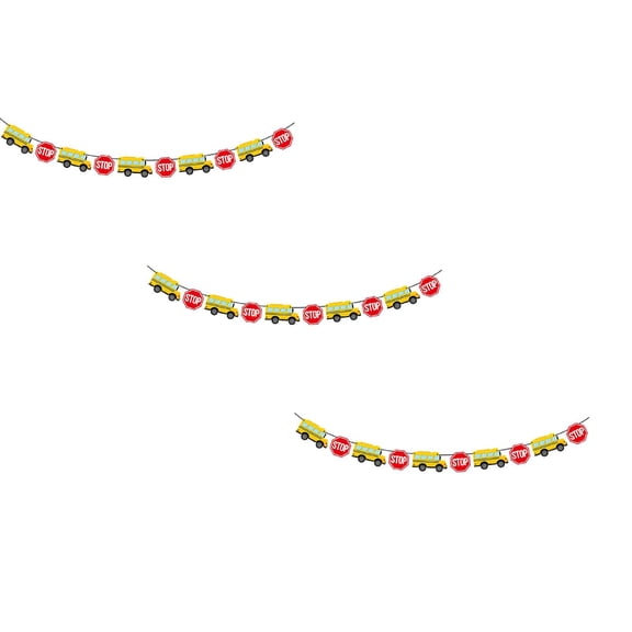 Back To School Bus Banner Large No DIY Back To School Bus Garland for School Bus Decorations Back To School Decorations for Classroom School Bus Birthday Party Decorations 3PCS Khaki 3Packs 17.5x9 cm