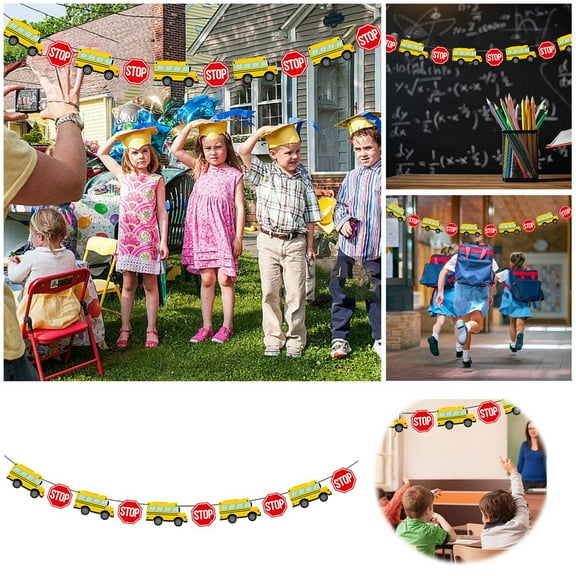 Back To School Bus Banner Large No DIY Back To School Bus Garland For School Bus Decorations Back To School Decorations For Classroom School Bus Birthday Party Decorations