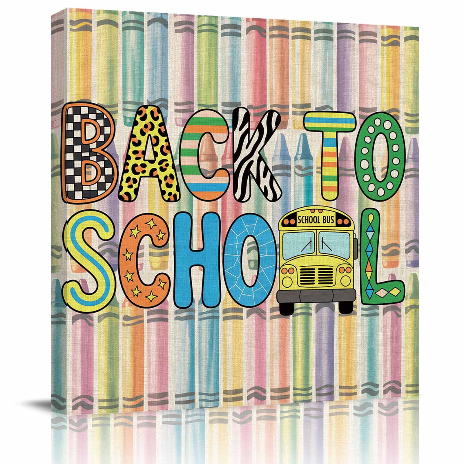 Back To School Bus Crayon Canvas Artwork Painting Art Leopard Plaid back-to-school-bus-crayon-canvas-artwork-painting-art-leopard-plaid