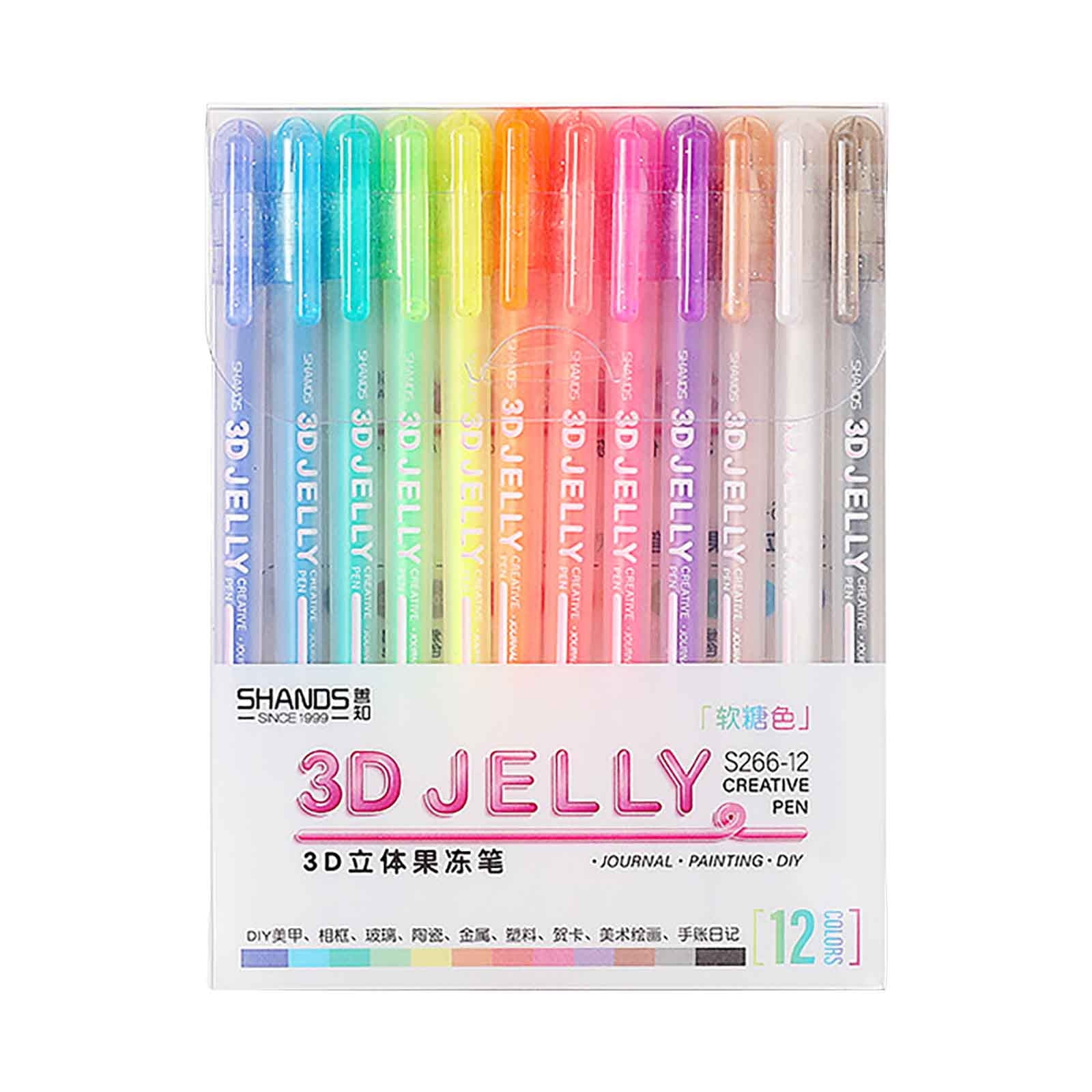 Back to School Chmadoxn 3D Jelly Gel Ink Pens, 12 Colored Gel Pen Set
