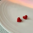 Back to School Clearance 2packs Earrings,Little Heart Stud Earrings For Women Black Red Green