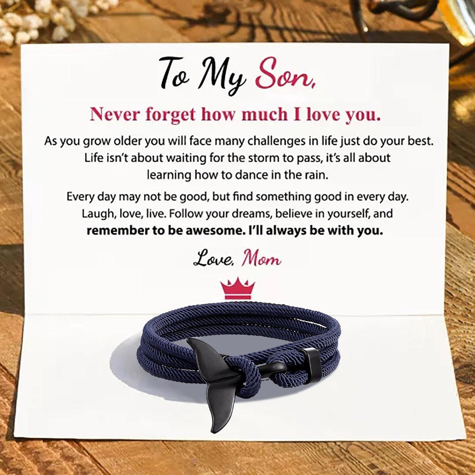 Back to School Clearance BraceletsTo My Son Love You Forever Nautical Fishtail Bracelet Paracord Cuff Wrist Strap Bracelet Gifts For Men card Not Included by Tongzeng Walmart