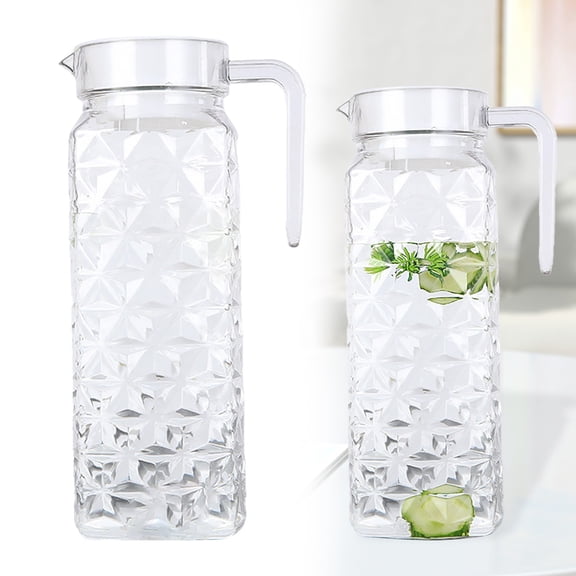 Back to School Clearance Glass&Bottle,Beverage Pitcher Hot Cold Pitcher Iced Tea Spout Cold Water Pitcher Milk With Handle Indoor Outdoor PC And Lid Cafe Juice Jug by Hilehuti