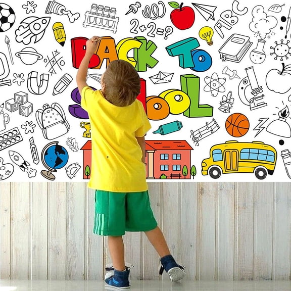 Back to School Coloring Posters for Kids, Large Coloring Poster Kids Coloring Tablecloth, Welcome Back Coloring Sheets Coloring Table Cloth for Classroom Activity Craft, Back to School Supplies