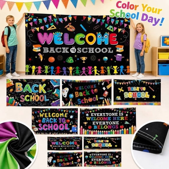 Back to School Decorations 1 Pc Polyester Backdrop Cloth Dorm Wall Decor for College Students Back to School Photo Props Welcome Back to School Party Supplies