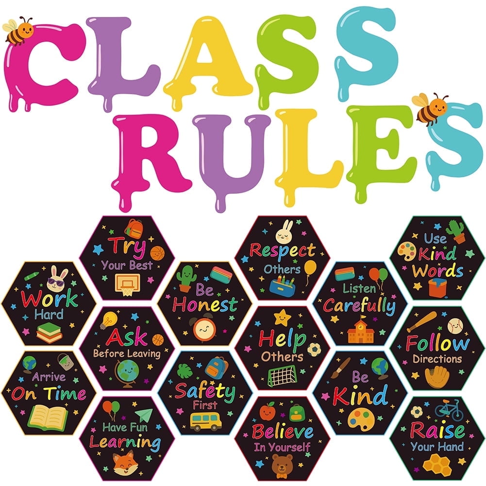 Back to School Decorations for Classroom 25 Pieces Class Rules Posters ...