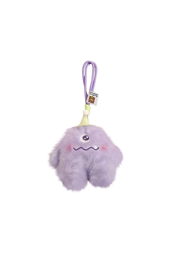 Back to School Decorations Quirky Monster Plush Keychain, Soft Stuffed Backpack Pendant with Expressive Face & Durable Lanyard, Trendy Bag Charm for Teens and Adults, 1 Pack (7.08" x 5.9") Purple