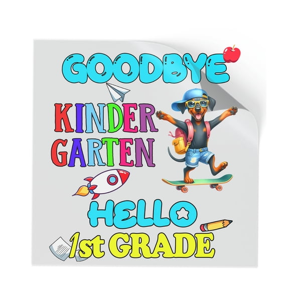 Back to School Doberman Pinscher Goodbye Kindergarten Hello 1st Grade Cutout Transfer Sticker Doberman Dog Lover Gifts Transparent Decal Art Decor - 02011