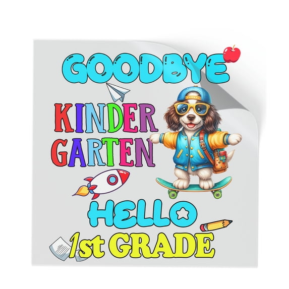 Back to School English Springer Spaniel Goodbye Kindergarten Hello 1st Grade Cutout Transfer Sticker Springers Dog Lover Gifts Transparent Decal Art Decor - 02011