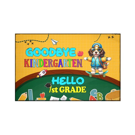 Back to School English Springer Spaniel Goodbye Kindergarten Hello 1st Grade Indoor Rug Springers Dog Lover Gifts Carpet Living Bed Room Sofa Home Decor - 02011