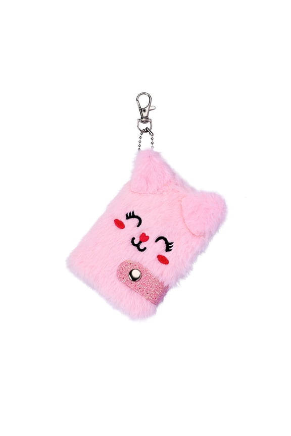 Back to School Essentials,Kawaii Cat Plush Notebook Journal Mini Fluffy Diary Portable Writing Notebook with Backpack Keychain for School Students Gifts and Daily Notes