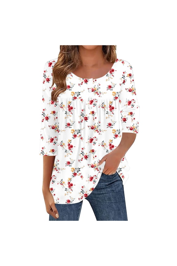 Fall Blouses for Plus Size Women 2025 Womens Tops Women's Tops 3/4 Sleeve Blouses Reorder Items