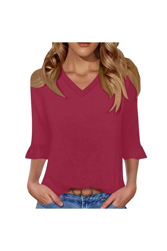 Woman's Blouse Womens Shirts 3/4 Sleeve Shirts for Women Blouses New & Trending
