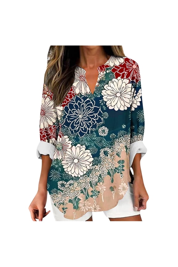 Womens Spring Shirt Women's Shirts and Blouses Plus Size Women 3/4 Sleeve Tops and Blouses Women's Blouses My Items Ordered
