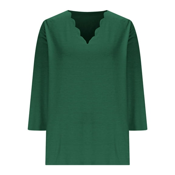 Womens Spring Tops Casual Womens Shirts Spring Women's 3/4 Length Sleeve Tops Blouses New Arrivals