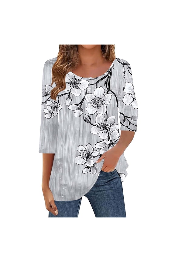 Womens Loose Fit Tops Women's Tops Women's 3/4 Length Sleeve Tops Blouses My Items Ordered