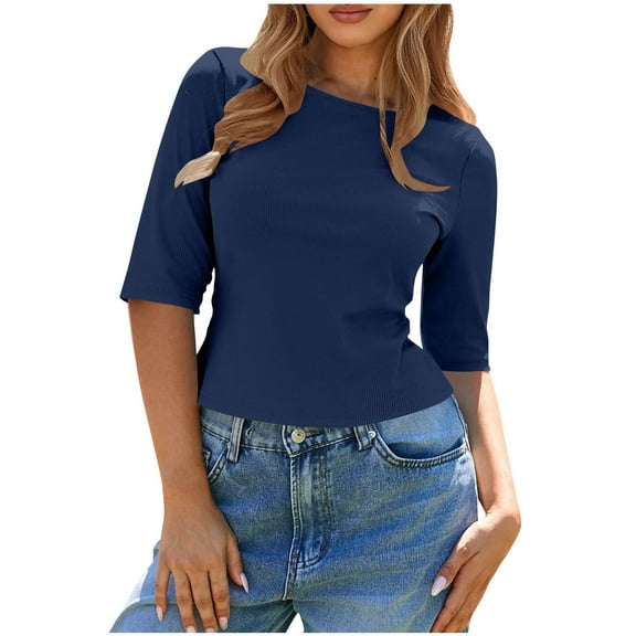 Womens Loose Fit Tops Womens Shirts Trendy 3/4 Sleeve T Shirts Womens Blouses Reorder Items