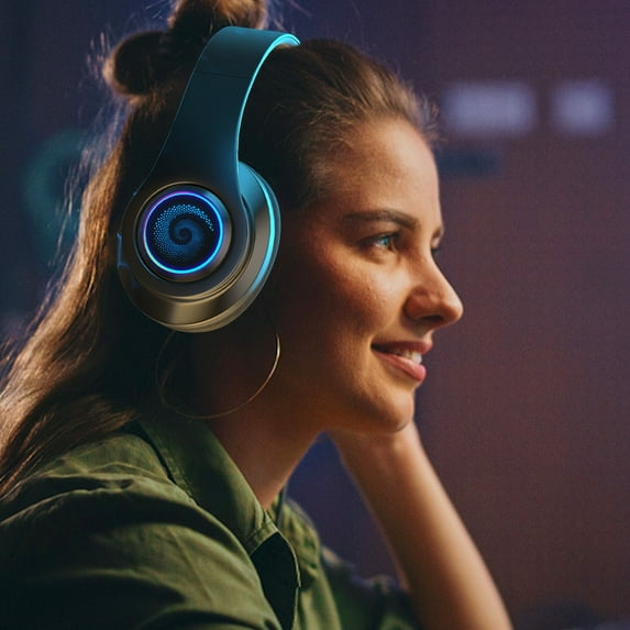 Back to School Gifts under $5 Headset Light-emitting Bluetooth Headset Heavy Bass Cell Phone Wireless Plug-in Seven Color LED Breathing Light Bluetooth Headset on Clearance