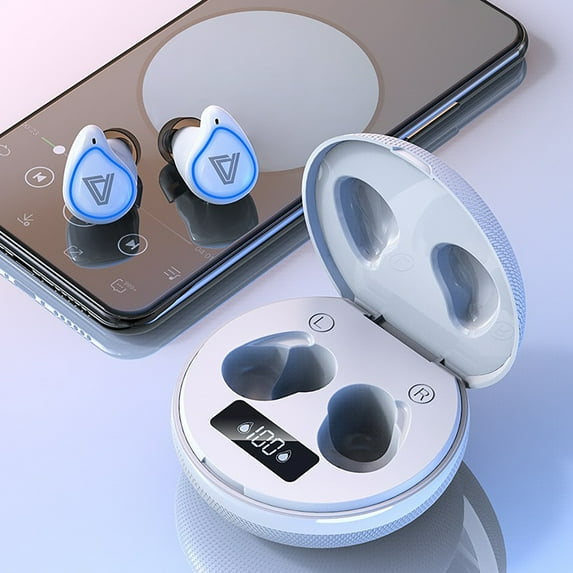 Back to School Gifts under $5 Wireless Bluetooth Headset True Stereo Binaural Earplugs With Light Magnetic Absorption In-Ear 5.0 Sports Headset White on Clearance