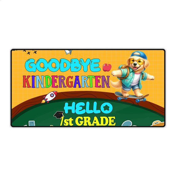 Back to School Golden Retriever Goodbye Kindergarten Hello 1st Grade Desk Mat Full Keyboard Mouse Pad Goldens Dog Lover Gifts Idea Large Mousepad - 02011