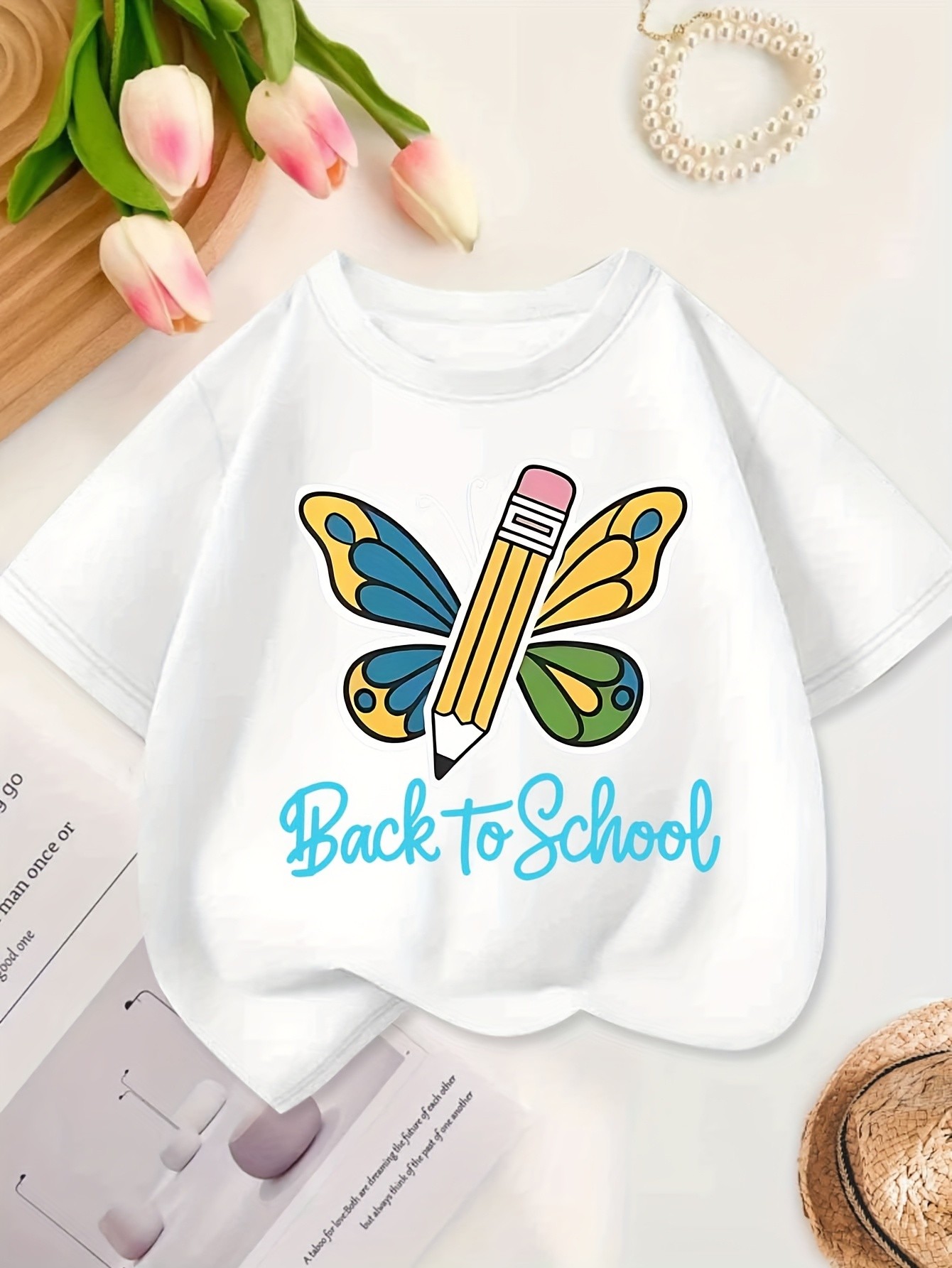 Back to School Graphic Tee for Girls - "Back to School" Design with ...