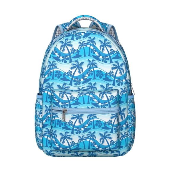 Back to School Hawaii Tropical Wind Palm Leaves Backpack: Durable & Lightweight Laptop Daypack for Students, Large Bookbag for Commute, An Excellent Gift for Women and Men for the New Term