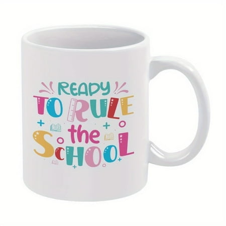 Back to School Mug Coffee Mug, 11-15 oz Ceramic Travel Mug, Dual Season Drinkware with School Print Elements, Back to School Season Gift for Elementary, Middle School