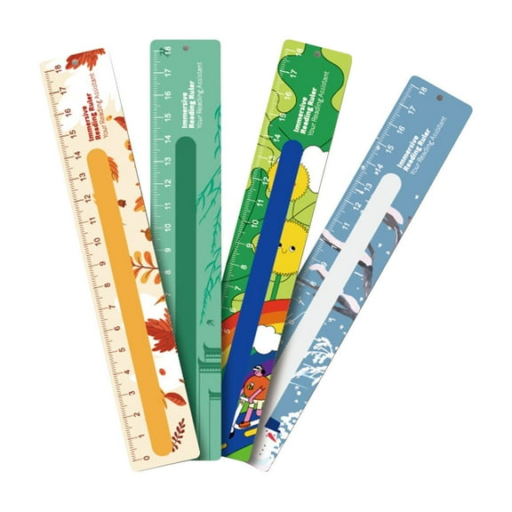 Back to School Multifunctional Guided Reading Strips 4 Assorted Colors Dyslexia Aids Reduce Visual Fatigue PVC Material Teacher Supply Bookmark for Reading Improvement